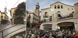 Abans i després. La fotografia de l'esquerra correspón al 1995 i la de la dreta al 3 de febrer de 2008 quan es va inaugurar la biblioteca Hort-Can Mariner