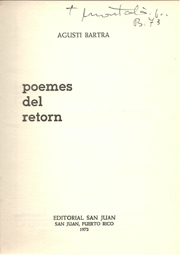 Altres Bartra Poemes del retorn